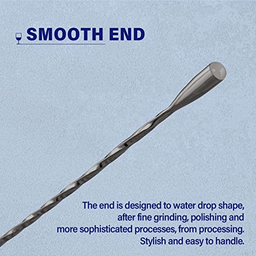 Briout Bar Spoon Cocktail Mixing Stirrers for Drink, Stainless Steel 12 Inches Long Handle, Black 2 Pieces - Image 5