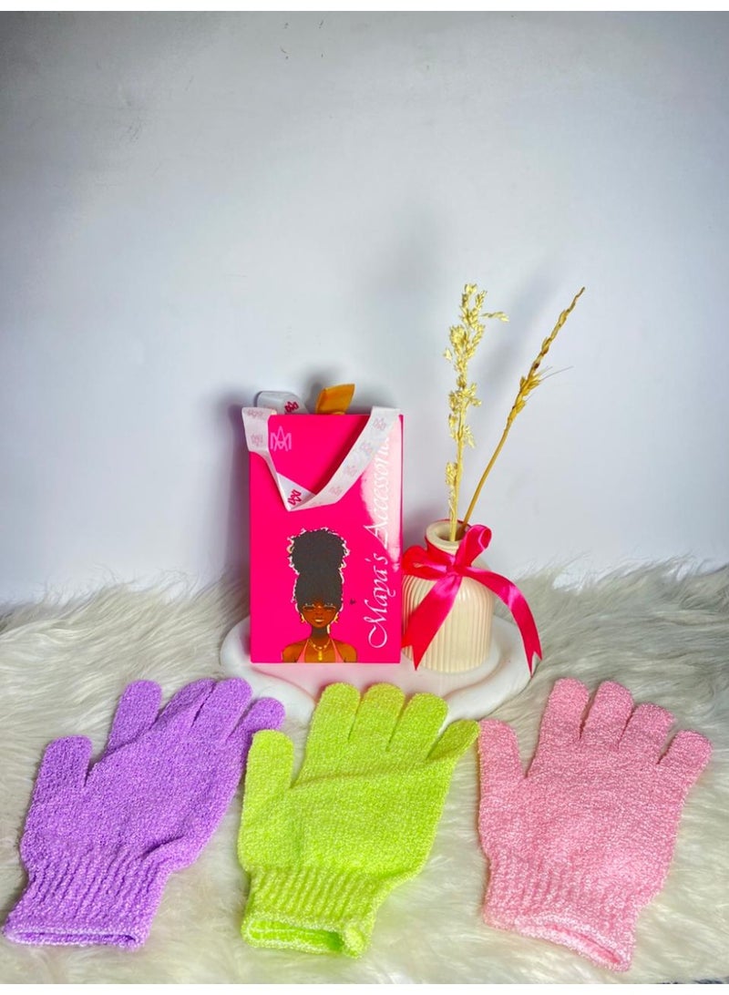 - قفازات تقشير من الخيزران للاستحمام - ليفة استحمام - مقشر للجسم للحمام - يزيل الشعر النامي تحت الجلد والجلد الميت قد يختلف اللون قطعة واحدة - Image 1