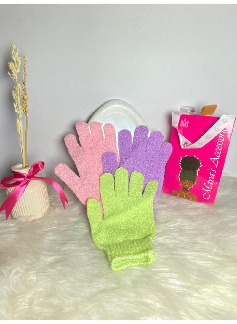 - قفازات تقشير من الخيزران للاستحمام - ليفة استحمام - مقشر للجسم للحمام - يزيل الشعر النامي تحت الجلد والجلد الميت قد يختلف اللون قطعة واحدة - Image 3