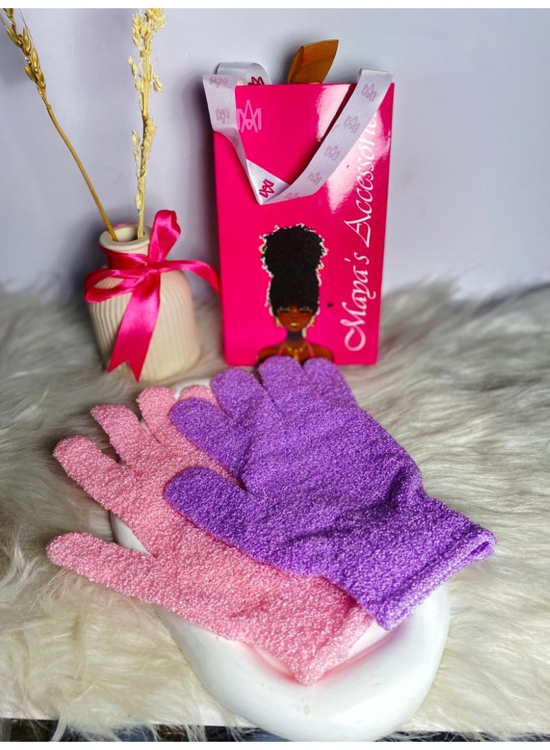 - قفازات تقشير من الخيزران للاستحمام - ليفة استحمام - مقشر للجسم للحمام - يزيل الشعر النامي تحت الجلد والجلد الميت قد يختلف اللون قطعة واحدة - Image 2