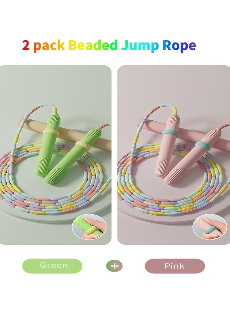 KASTWAVE 2Pcs Beaded Jump Rope, Segmented Skipping Rope, Jump Rope for Kids Adults, Adjustable Tangle-Free Toddler Jumping Rope, Soft Beaded Skipping Rope, for Fitness Exercise Training - Image 4
