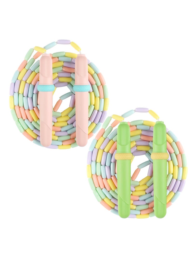 KASTWAVE 2Pcs Beaded Jump Rope, Segmented Skipping Rope, Jump Rope for Kids Adults, Adjustable Tangle-Free Toddler Jumping Rope, Soft Beaded Skipping Rope, for Fitness Exercise Training - Image 1