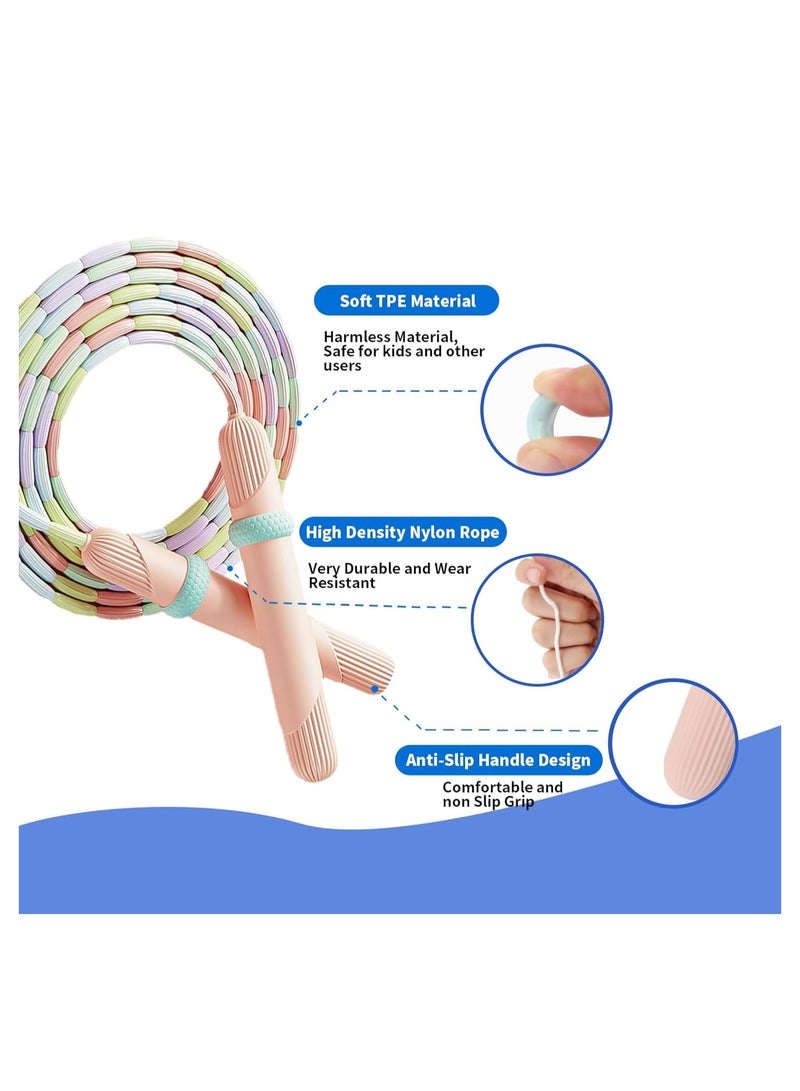 KASTWAVE 2Pcs Beaded Jump Rope, Segmented Skipping Rope, Jump Rope for Kids Adults, Adjustable Tangle-Free Toddler Jumping Rope, Soft Beaded Skipping Rope, for Fitness Exercise Training - Image 3