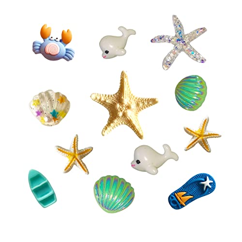 CAKOLINK 12 PCS Shoe Charms for Girls, Cute Starfish Seashell Shoe Decoration Charms for Women, PVC Girly Bling Shoe Charms for Clog Sandals - Image 1