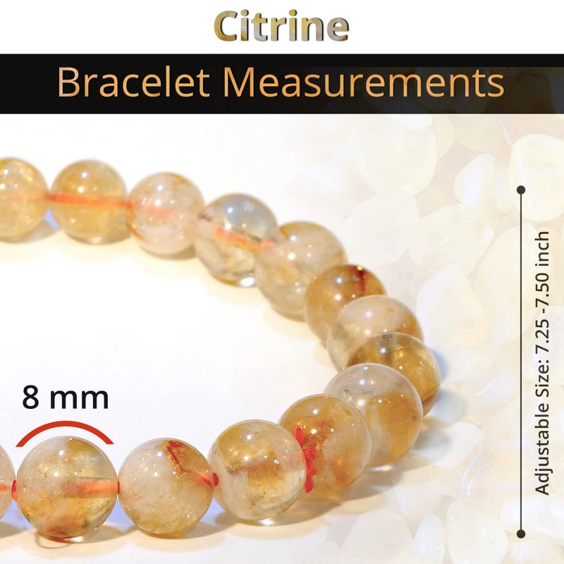 ANAYA AGATE Genuine Citrine Bracelet, Healing Crystal Bracelet for Women and Men, 8mm Round Beaded Bracelet for Spiritual Healing, Protection, Positive Energy, Elastic Adjustable Size Gemstone Bead Bracelet - Image 3