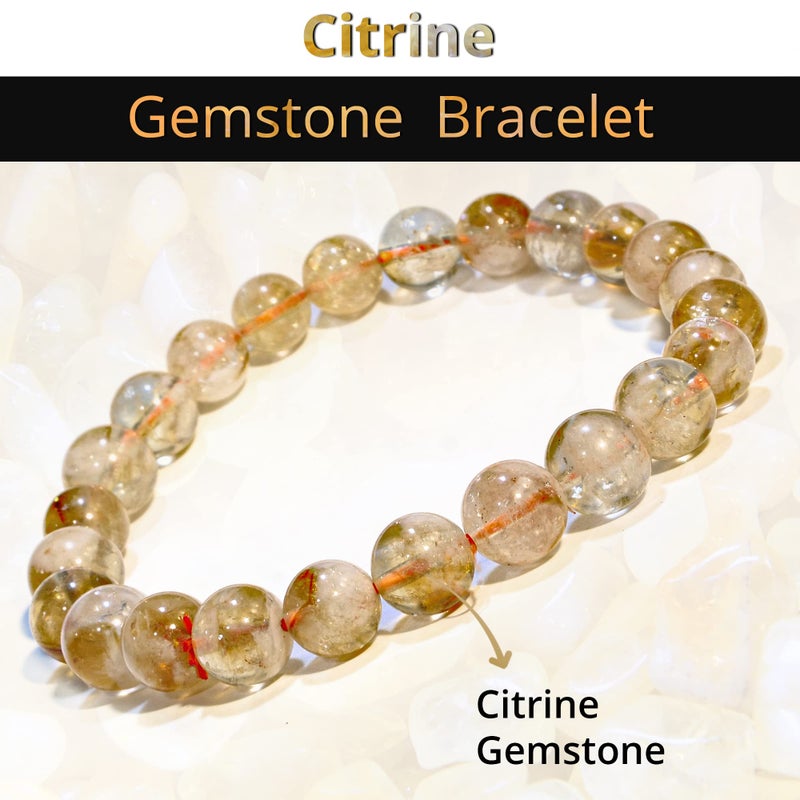 ANAYA AGATE Genuine Citrine Bracelet, Healing Crystal Bracelet for Women and Men, 8mm Round Beaded Bracelet for Spiritual Healing, Protection, Positive Energy, Elastic Adjustable Size Gemstone Bead Bracelet - Image 2