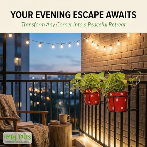 Leafy Tales Metal Hanging Flower Pot Railing Stand (Set of 2) - Rust-Proof Black Plant Holders for Balcony Grill & Terrace | Heavy Duty Hanging Planter Baskets for Home Garden Decor - Image 2