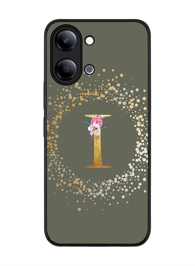 Stylizedd For vivo Y21 / Y11 Case,Slim fit Camera Protection, Shockproof Thin Phone cover  - Custom Monogram Floral - I  (Olive Green ) - Image 1
