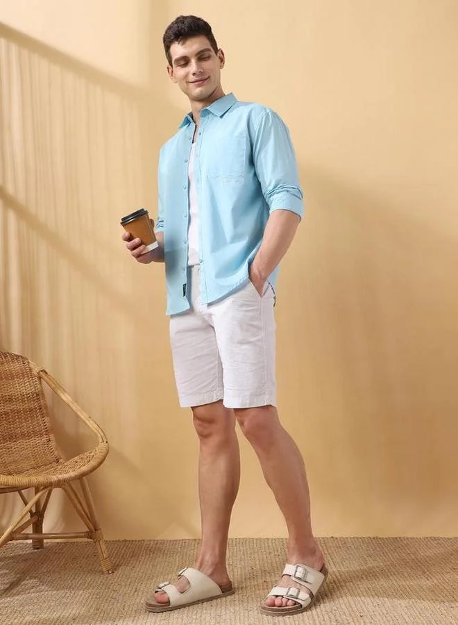 Dennis Lingo Men Relaxed Fit Solid Cotton Casual Shirt