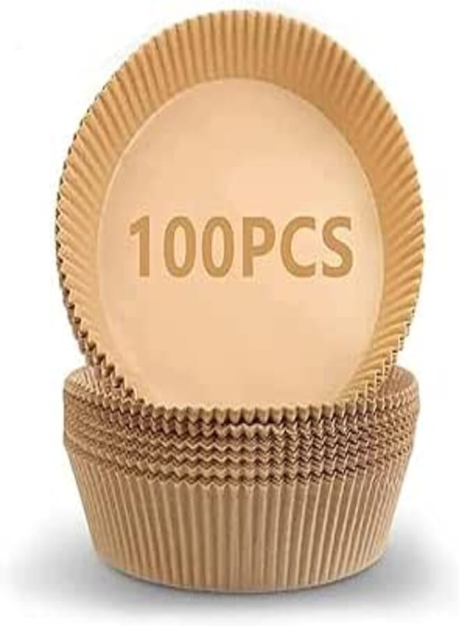 Showay 100pcs air fryer disposable paper liner, non stick air fryer paper liners, brown
