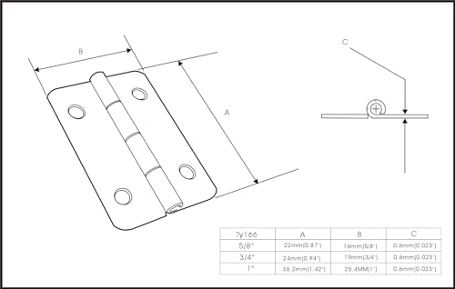 QCAA Solid Brass 180 Degree Mini Hinges Jewery Box Cabinet Butt Hinge 36mm x 25mm141 x 1 Matte Black Made in Taiwan 24 Pair - Image 3