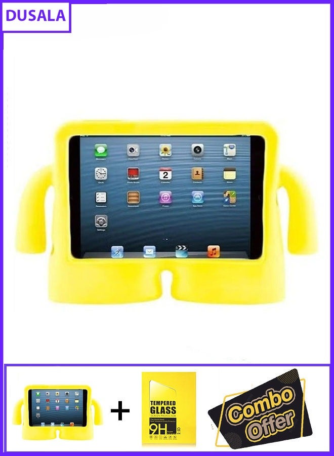 DUSALA 2 in 1 Kids Shock‑Proof EVA Case with Handle & Stand for iPad 10.2 9th Gen Bright Durable Cover with Glass