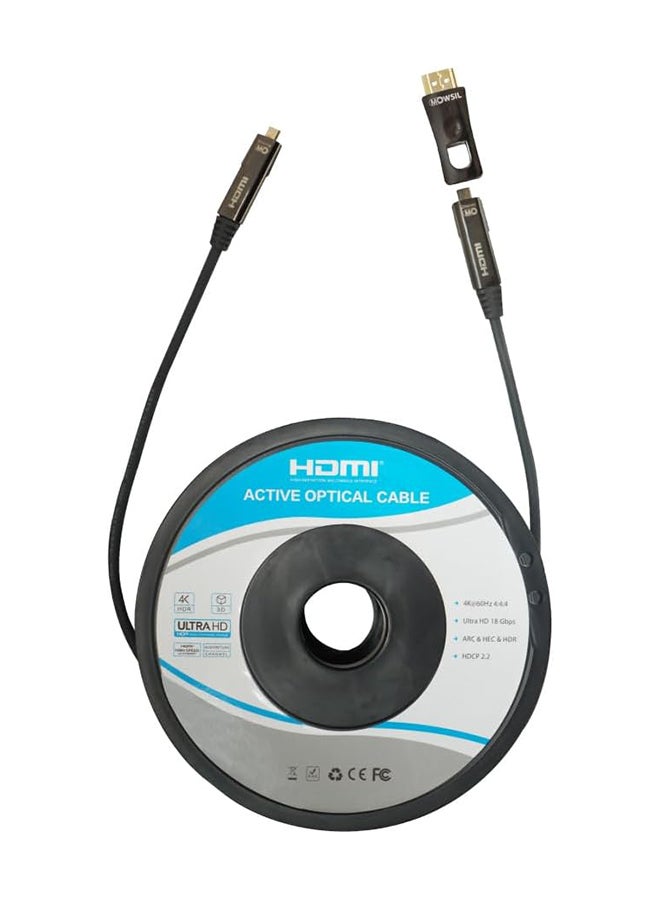 MOWSIL Active Optical AOC-Fiber HDMI 4K 60Hz 2.0 Cable DA Removable 15Mtr, Supported Resolution UHD 4K@60Hz Bandwidth upto 18 Gbps - Image 1
