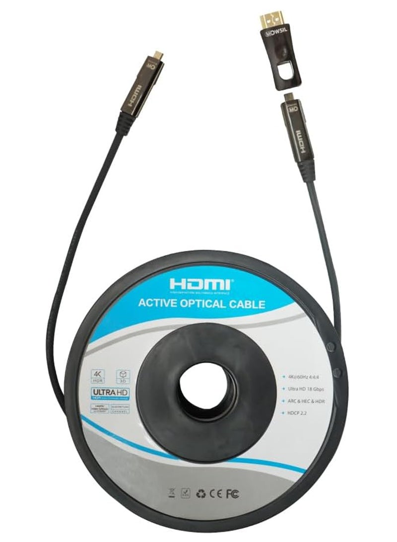 MOWSIL Active Optical AOC-Fiber HDMI 4K 60Hz 2.0 Cable DA Removable 15Mtr, Supported Resolution UHD 4K@60Hz Bandwidth upto 18 Gbps - Image 5