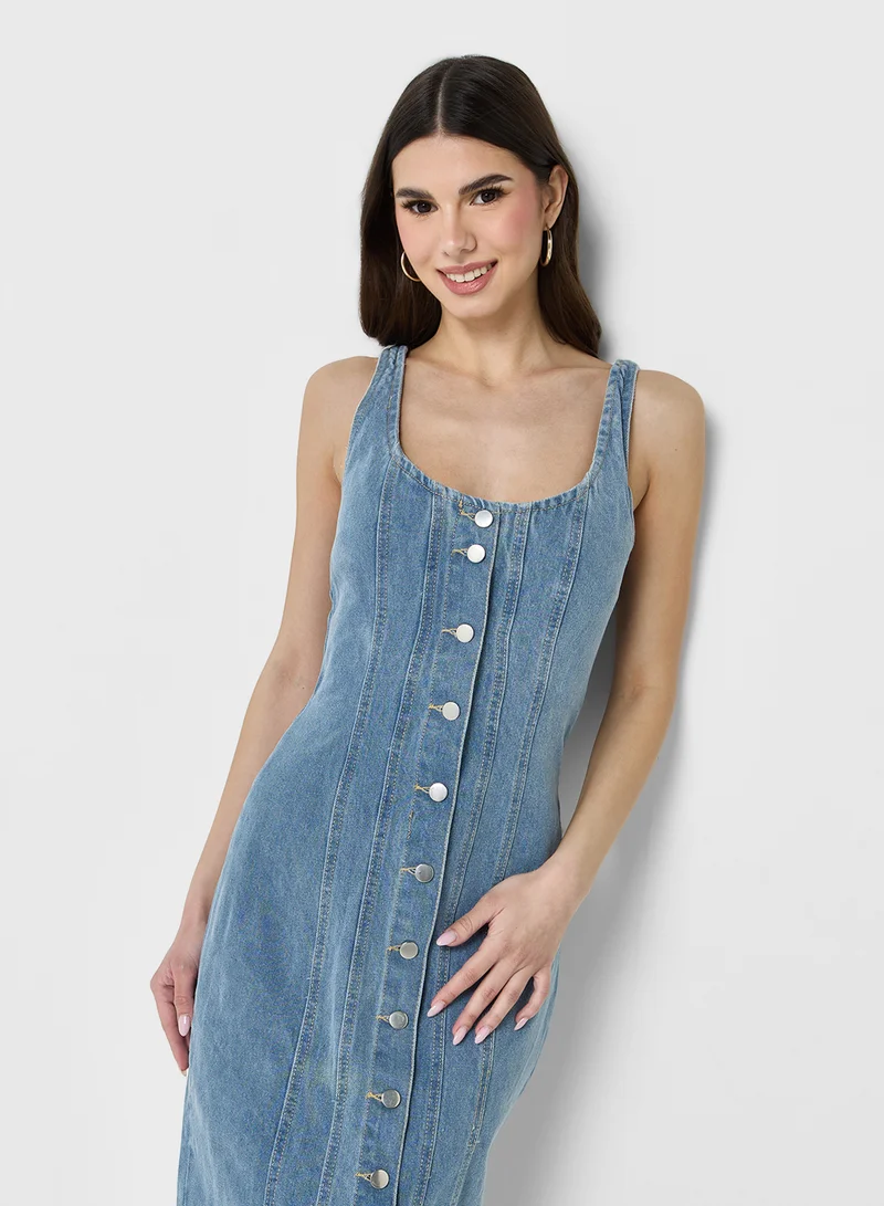 Ginger Denim Button-Front Dress