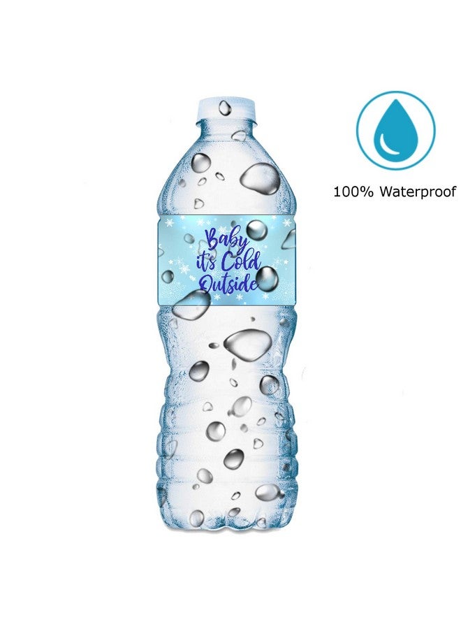 RokAPary 25 Baby Its Cold Outside Baby Water Bottle Labels; Baby Shower Set of 25 Waterproof Water Bottle Stickers Wrappers, Decorations; Its a Boy Blue. Made in USA - Image 2