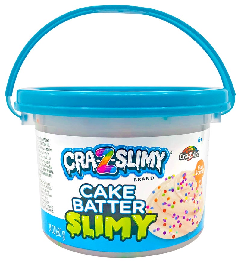 Cra-Z-Art Cra-Z-Slimy 24oz Premade Slime  Cake Batter Scented Clear Slime Stretchy Glossy Non-Sticky 1.5lb Slime Bucket with Add-ins - Image 1