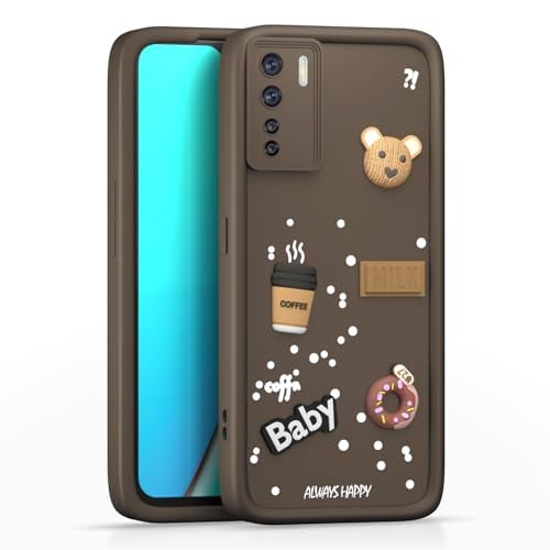 Pikkme Back Cover for Oppo F15 | Cute Fun Cartoon 3D Bear Silicone Full Body Protection Bumper Case (Brown) - Image 1
