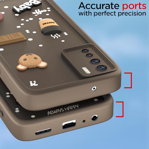 Pikkme Back Cover for Oppo F15 | Cute Fun Cartoon 3D Bear Silicone Full Body Protection Bumper Case (Brown) - Image 4