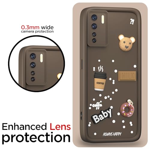Pikkme Back Cover for Oppo F15 | Cute Fun Cartoon 3D Bear Silicone Full Body Protection Bumper Case (Brown) - Image 5
