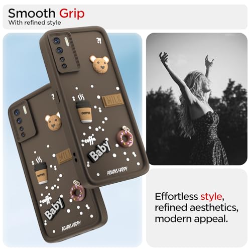 Pikkme Back Cover for Oppo F15 | Cute Fun Cartoon 3D Bear Silicone Full Body Protection Bumper Case (Brown) - Image 2