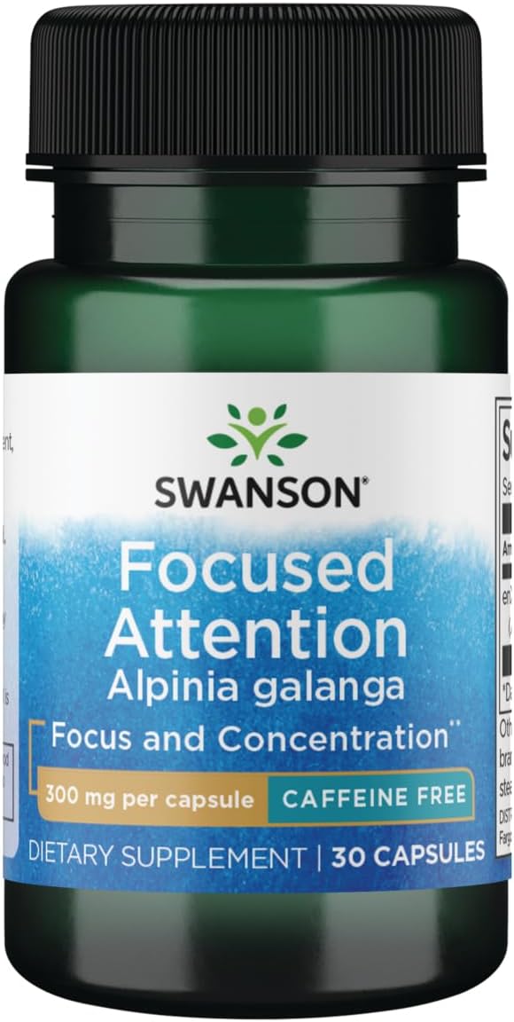Swanson Focused Attention Alpinia Galanga  CaffeineFree 300 mg 30 Caps - Image 1