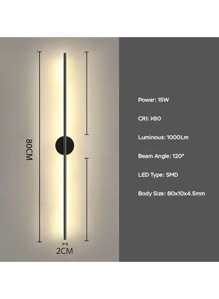 MODI Modern Linear LED Wall Light Fixture – Warm Light, Vertical Indoor Sconce 15W, CRI≥80, 1000LM, SMD, 120° Beam Angle, Slim Aluminum Wall Lamp for Bedroom, Hallway, Living Room, Hotel – Hardwired - Image 3