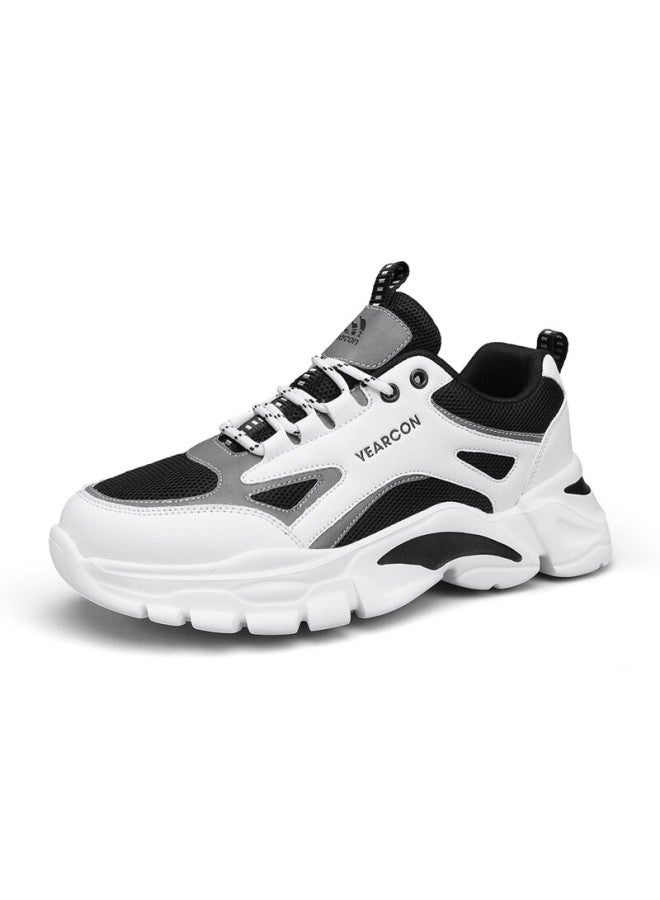 YEARCON Yierkang Men's Thick-soled Height-increasing Dad Shoes Fashion All-match Lightweight Shoes White/black 43 - Image 1