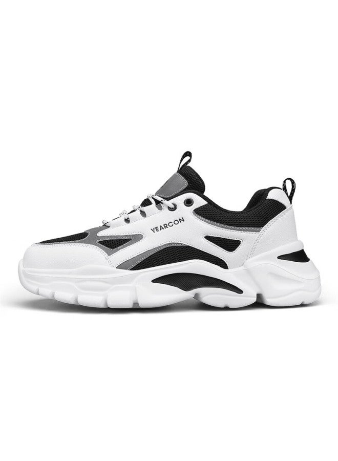 YEARCON Yierkang Men's Thick-soled Height-increasing Dad Shoes Fashion All-match Lightweight Shoes White/black 43 - Image 2