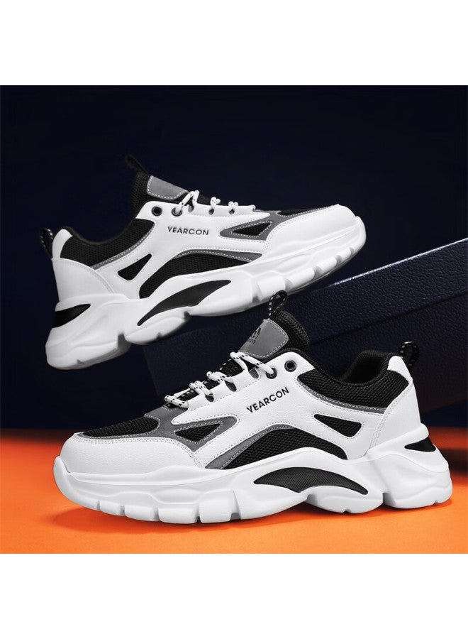 YEARCON Yierkang Men's Thick-soled Height-increasing Dad Shoes Fashion All-match Lightweight Shoes White/black 43 - Image 3