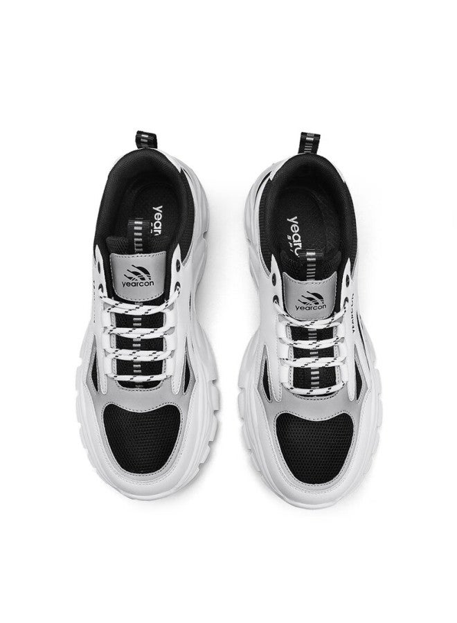 YEARCON Yierkang Men's Thick-soled Height-increasing Dad Shoes Fashion All-match Lightweight Shoes White/black 43 - Image 5