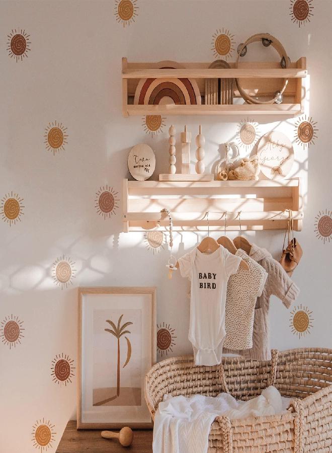 FUNLIFE funlife Peel and Stick Boho Sun Wall Decals, Self Adhesive Sunshine Wall Stickers Rustic Country, PVC Boho Wall Art Stickers for Kids Bedroom Playroom Nursery Room Home Decor Decal - Image 1