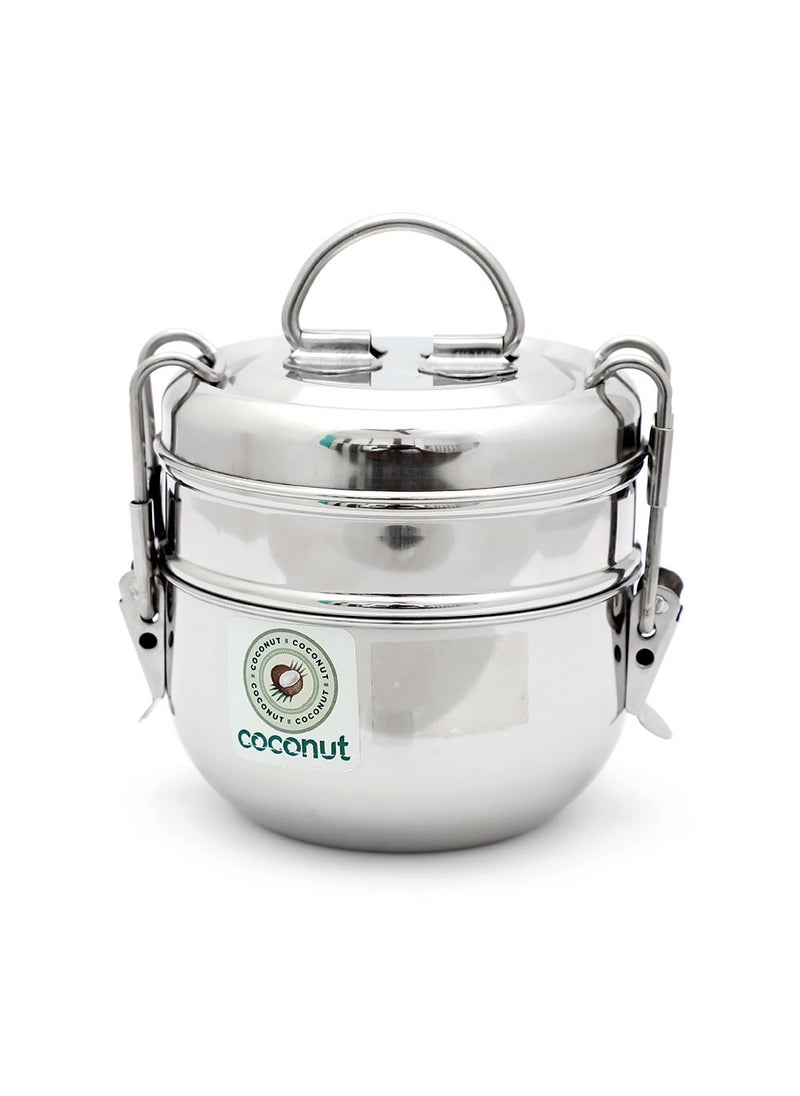 Coconut coconut Food Clip Carrier Stainless Steel 2-Tier Compartment Tiffin Box - 1 Unit (Size 6 x 2)  - Image 1