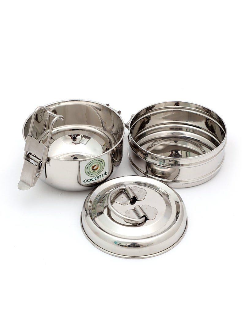 Coconut coconut Food Clip Carrier Stainless Steel 2-Tier Compartment Tiffin Box - 1 Unit (Size 6 x 2)  - Image 3