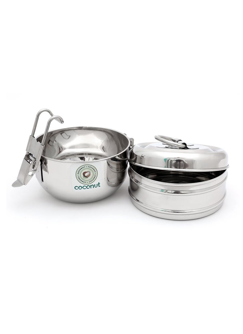 Coconut coconut Food Clip Carrier Stainless Steel 2-Tier Compartment Tiffin Box - 1 Unit (Size 6 x 2)  - Image 2