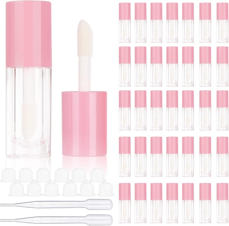 COSIDEA 30pcs Pink Empty 6ml 02oz Lip Gloss Tubes with Big Doe Foot WandRound Lipgloss ContainersConcealer Tube Cosmetic Packing Container Bulk Wholesale