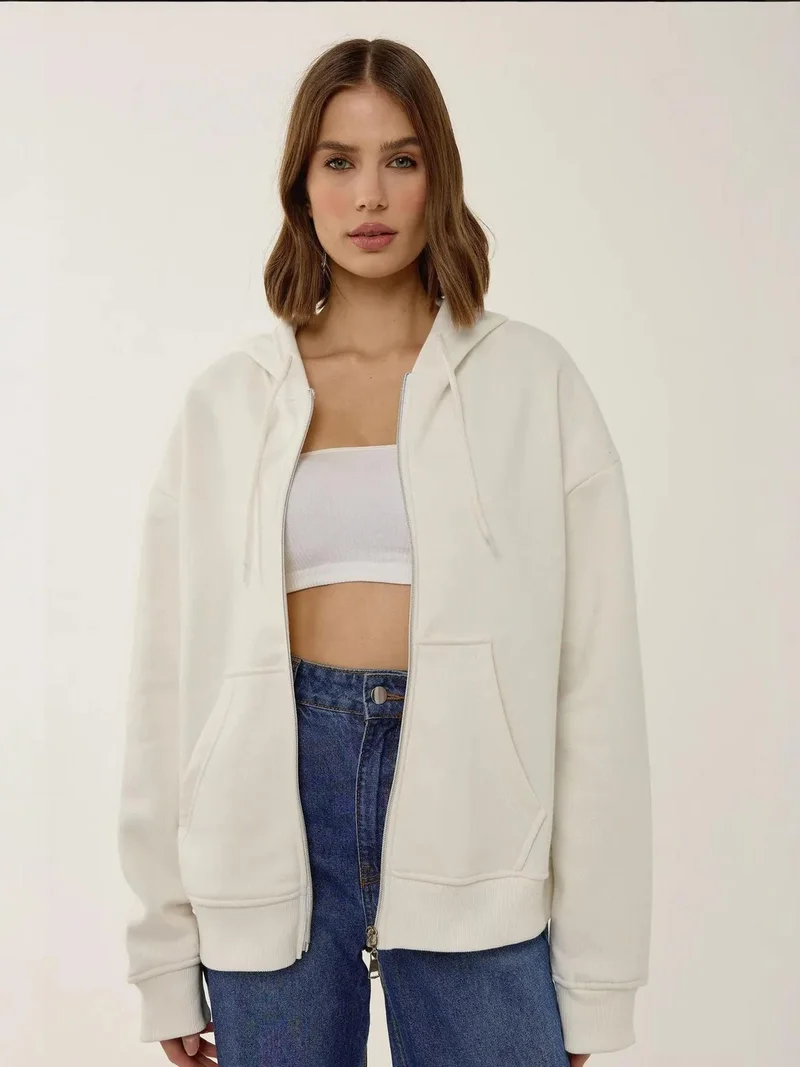 Relaxed Fit Zip-Up Hoodie