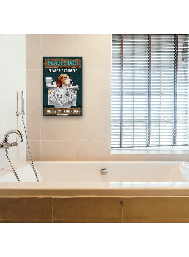 Busmko Beagle Dog Quotes Bathroom Wall Decor Please Sit Yourself Vintage Puppy Poster Canvas Wall Art for Bath Modern Prints Toilet Decorative Painting Unframed 16x24 inch(40x60cm) - Image 3