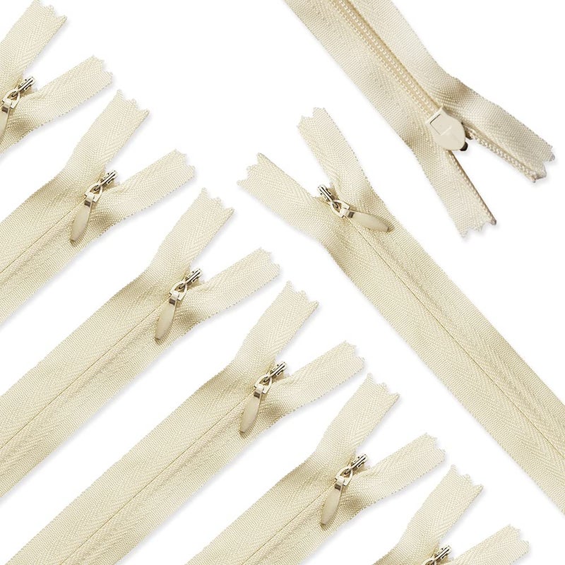 Renashed 45pcs 215 Inch Nylon Invisible Zippers for Tailor Sewer Sewing Craft Crafters Special Beige