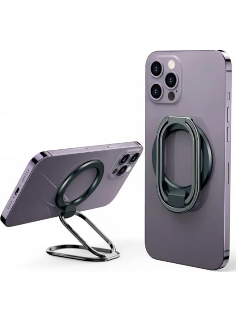 SYOSI Phone Ring Holder, 360 Degree Rotation Metal Finger Grip, Adjustable Magnetic Kickstand & Removable Phone Grip Compatible with Wireless Charging for iPhone 15 & 14 & 13 & 12 Series - Black - Image 1