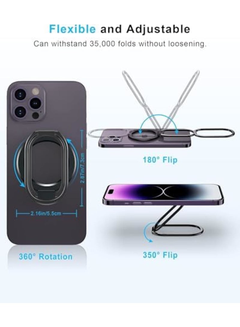 SYOSI Phone Ring Holder, 360 Degree Rotation Metal Finger Grip, Adjustable Magnetic Kickstand & Removable Phone Grip Compatible with Wireless Charging for iPhone 15 & 14 & 13 & 12 Series - Black - Image 5