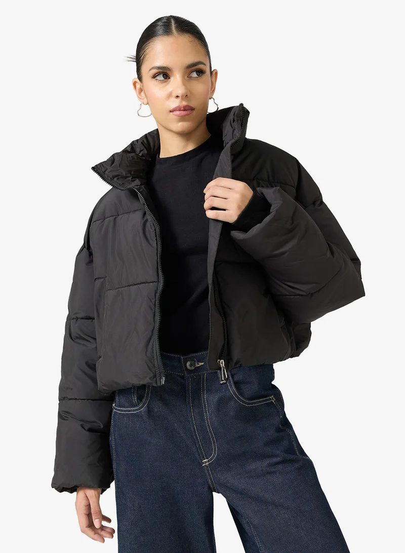 Ginger High Neck Zip Up Quilted Jacket