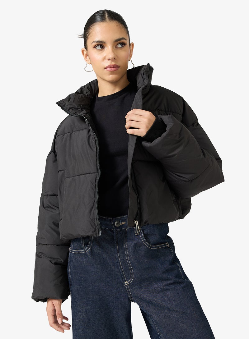 Ginger High Neck Zip Up Quilted Jacket - Image 1