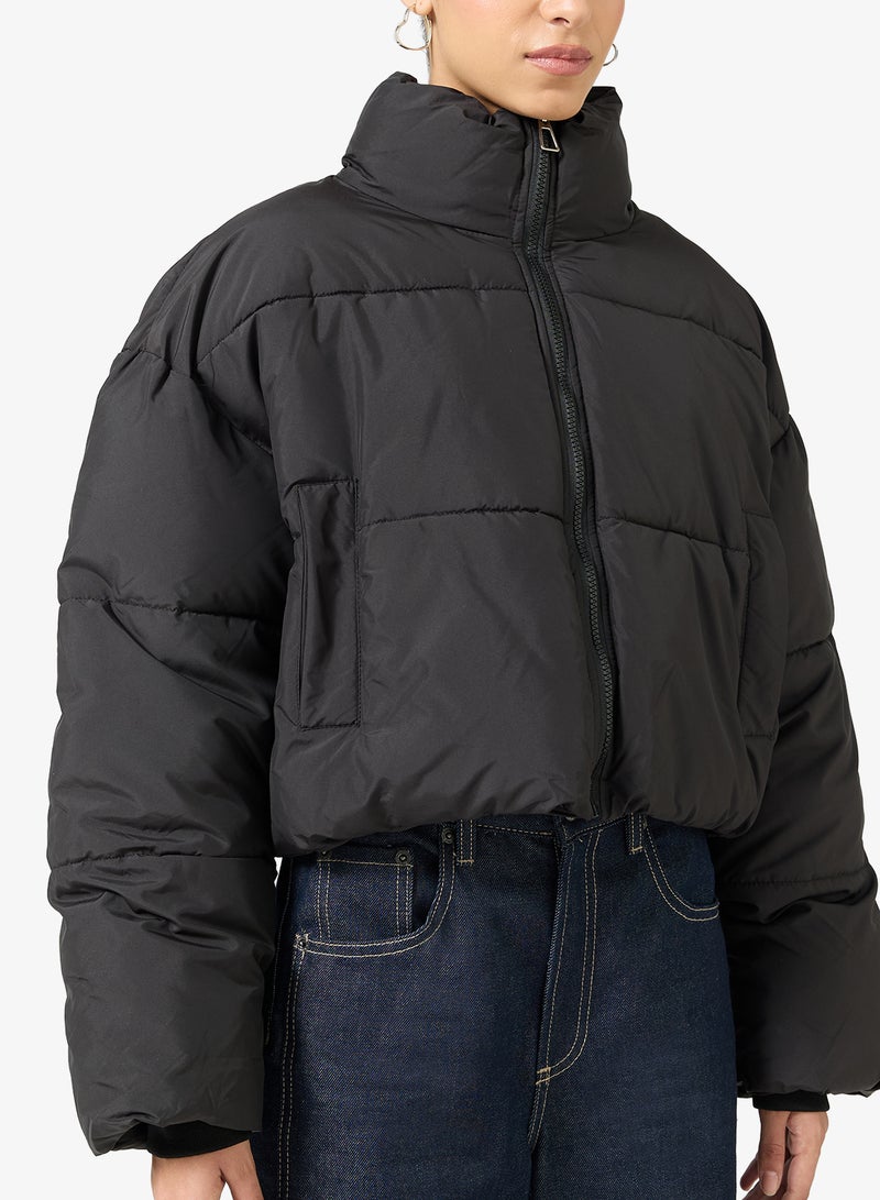 Ginger High Neck Zip Up Quilted Jacket - Image 3