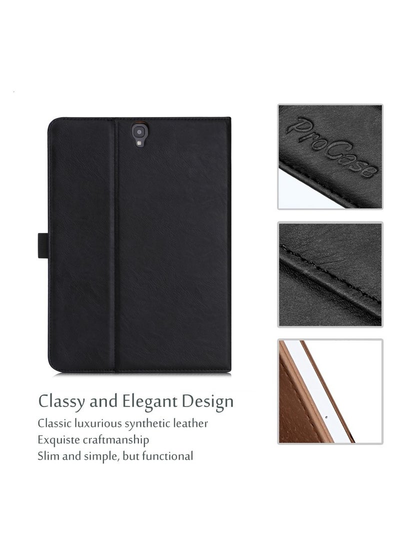 Procases - Galaxy Tab S3 9.7 Case Stand Folio Case Cover for Galaxy Tab S3 Tablet with Multiple Viewing Angles Document Card Pocket Black - Image 1