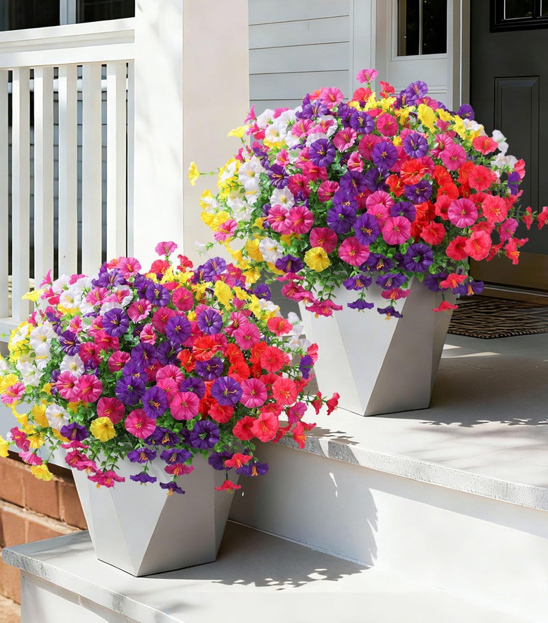 Ivydale 24 Bundles Artificial Flowers for Outdoors Spring Plants Outdoor Decor Faux Silk Morning Glory Fake Flowers Bulk Petunias Realistic UV Resistant for Outside Porch Patio Window Garden Yard - Image 2