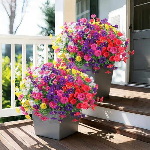 Ivydale 24 Bundles Artificial Flowers for Outdoors Spring Plants Outdoor Decor Faux Silk Morning Glory Fake Flowers Bulk Petunias Realistic UV Resistant for Outside Porch Patio Window Garden Yard - Image 3
