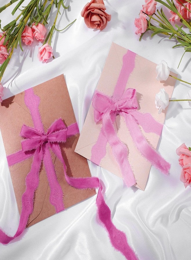 Mindsoft Ribbon for Craft, Silk Satin Ribbons 1/2-1/4 Inch x 20 Yard Handmade Frayed Ribbons Chiffon Ribbon with Wooden Spool Seam Binding Ribbon for Valentines Day Gift Wrapping(Pink) - Image 5