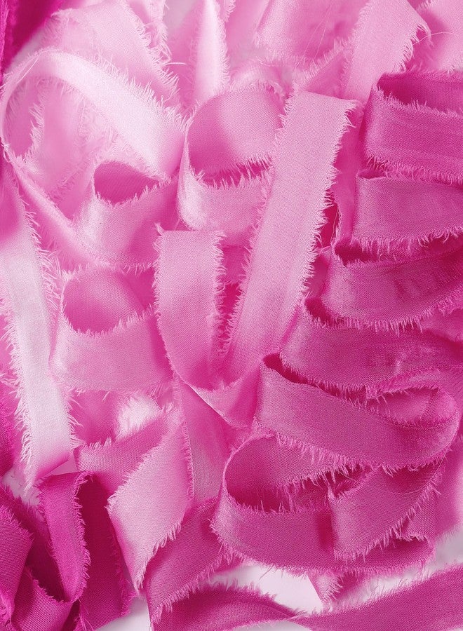 Mindsoft Ribbon for Craft, Silk Satin Ribbons 1/2-1/4 Inch x 20 Yard Handmade Frayed Ribbons Chiffon Ribbon with Wooden Spool Seam Binding Ribbon for Valentines Day Gift Wrapping(Pink) - Image 3