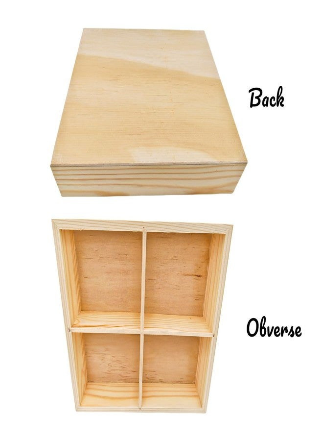 Anktily Wooden Sorting Tray Grid Display, Wood Storage Divider Organizer Showcase Display Box for Home Craft Office Kitchen Storage (4 Grids Square) - Image 3